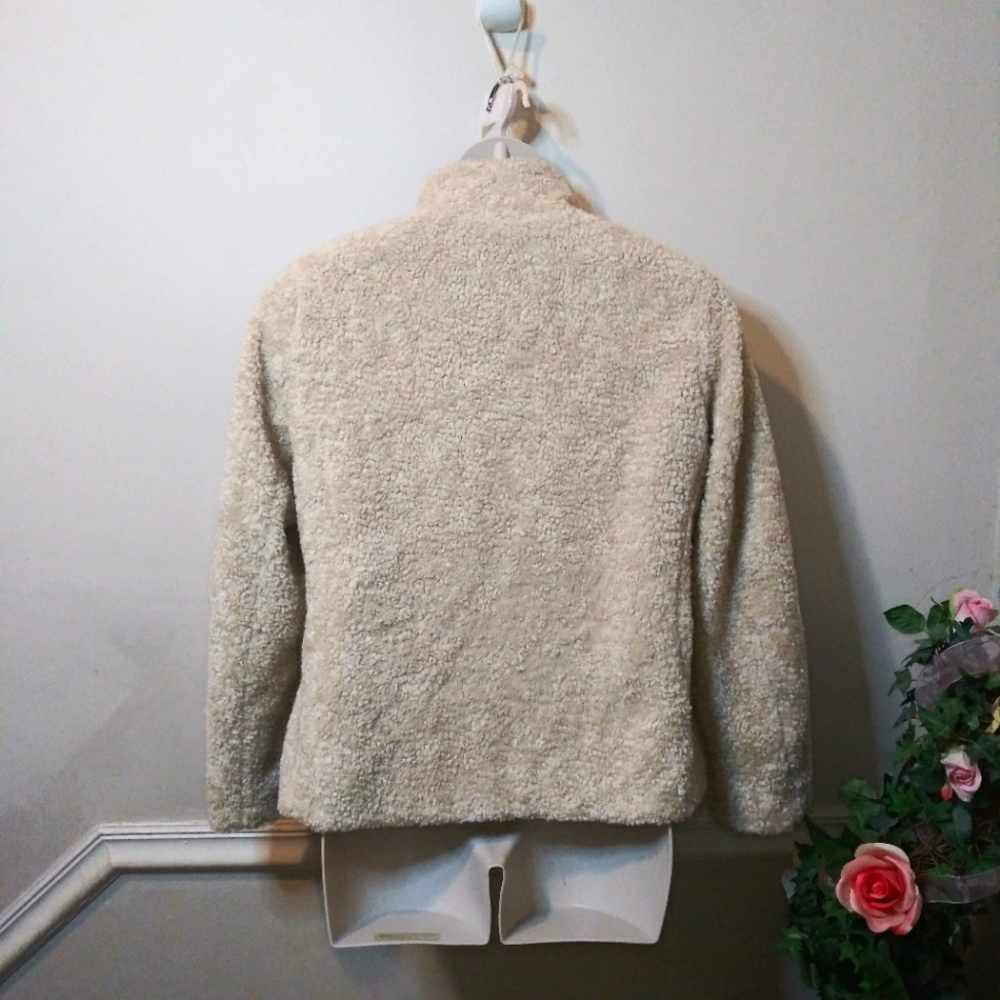 Pendleton Blue Plaid Trimmed Ivory Zip-Front Teddy Jacket - Picture 7 of 13